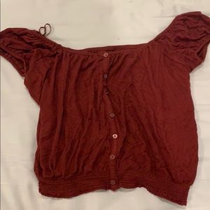 Dark blue off shoulder crop top